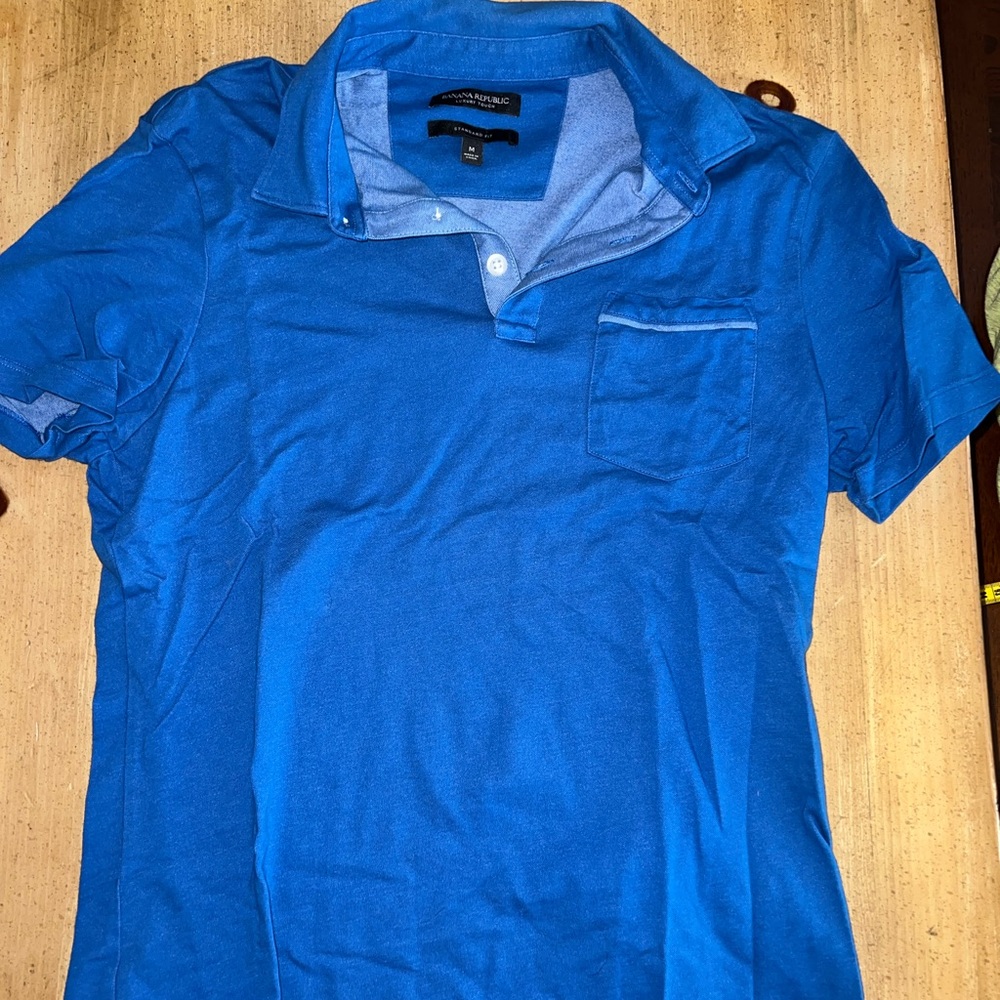 Banana Republic Luxury Touch standard fit polo blue size medium